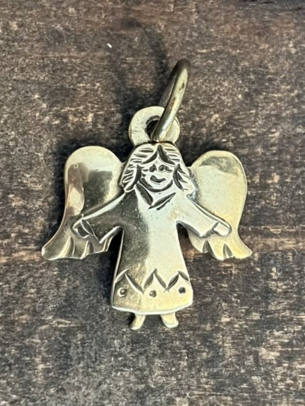 Vintage 1990s Jeep Collins Kate's Angel Brass Charm Pendant NIB Original Box